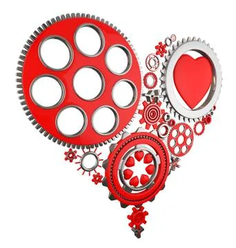Heart and gears Stock Illustration