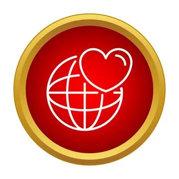 Heart and globe icon symbolizing global love Stock Illustration