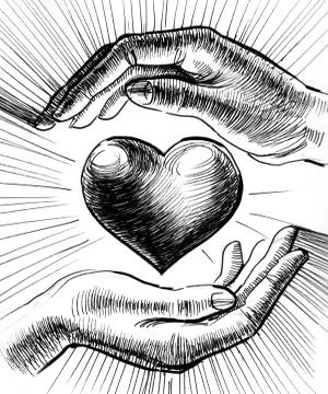 Heart and hands Stock Illustration