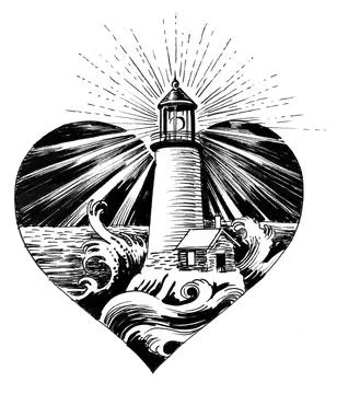 Heart and lighthouse Illustrazione stock