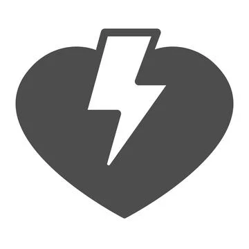 Heart and lightning solid icon, dating concept, love thunder vector sign on Stock Illustration