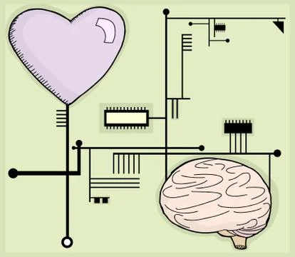 Heart and mind circuits Stock Illustration