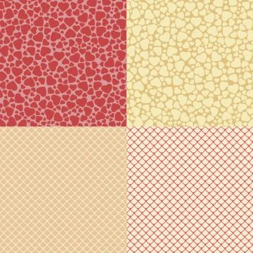 Heart and net seamless patterns イラスト素材