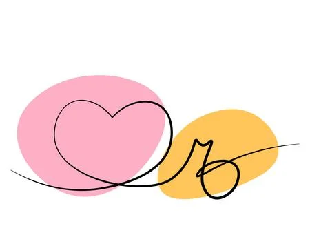 Heart and Note in one line in color Stock Illustration