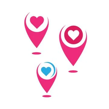 Heart and pin pointer Love place logo location pin vector design vector illus Stock Illustration