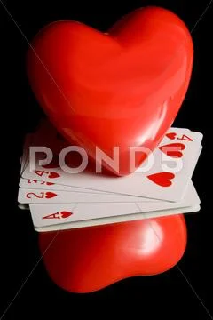Heart and Playing Cards Stock Photos