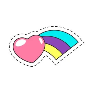 Heart and Rainbow Sticker Vector Illustration Stock Illustration
