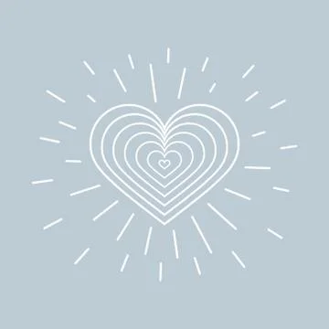 Heart and rays. Creative design concept for valentines day, mothers day, gree Stock Illustration