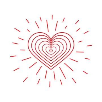 Heart and rays. Creative design concept for valentines day, mothers day, gree Stockillustratie