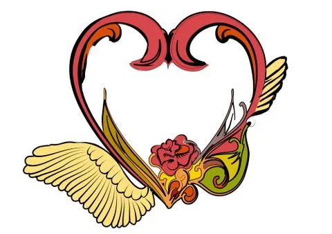 Heart and rose Stock Illustration