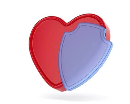 Heart and shield on white background. Isolated 3D illustration Stock Illustration
