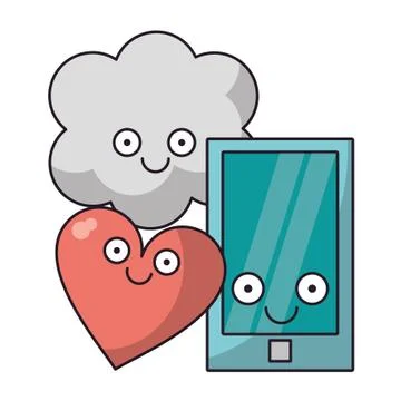 Heart and smartphone with cloud computing Stock Illustration