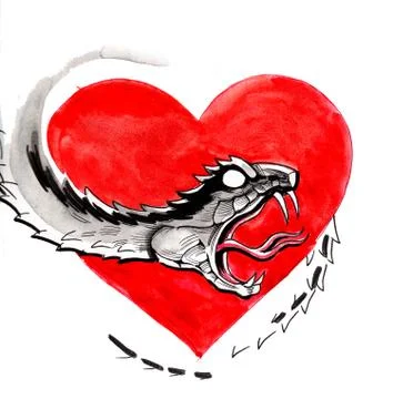 Heart and snake Stock Illustration