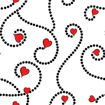 Heart and spiral seamless pattern. Stock Illustration