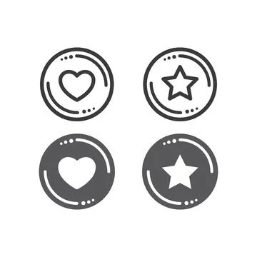 Heart and star in Circle, button with web icon. Stock Illustration
