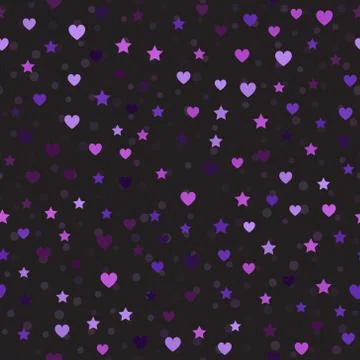 Heart and star pattern with spots. Seamless vector background Illustrazione stock
