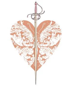 Heart and sword Stock Illustration