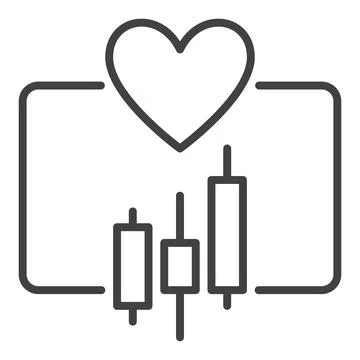 Heart and Trading Graph vector Trading outline icon or symbol Stock Illustration