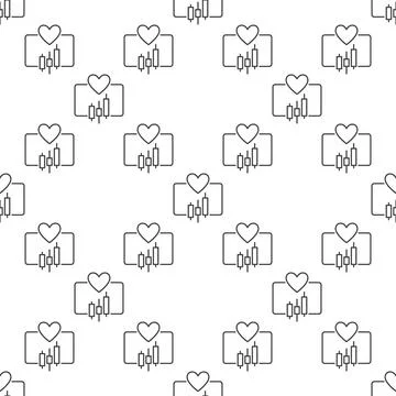 Heart and Trading Graph vector Trading outline seamless pattern Stock Illustration