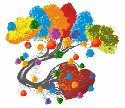 Heart and tree Stock Illustration