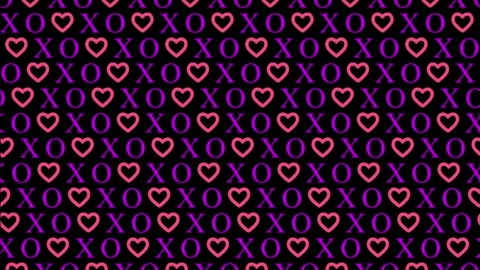 Heart and XO pattern animation with pink hearts and purple 스톡 동영상 331610002