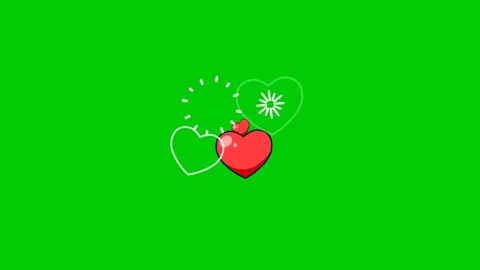 Heart animations in green screen Stock Footage 315144483