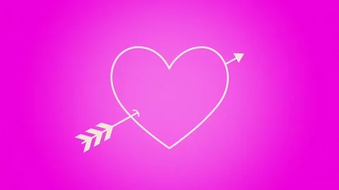 Heart with arrow animation on glowing pink Valentines Day background Vídeo Stock 314161633