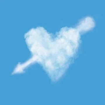 Heart with an arrow a cloud in the shape of a heart with an arrow in the b... Foto stock