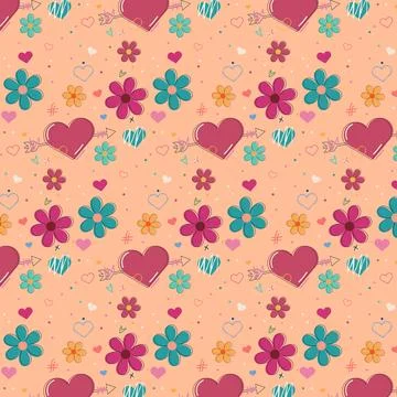 Heart, arrow, flowers Stock Illustration