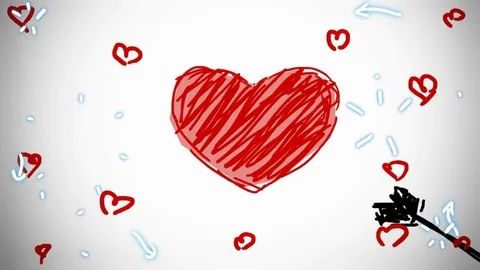 Heart arrow - hand-drawn - animation Stock Footage
