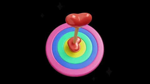 Heart Arrow Hitting the Center of Rainbow Target Bullseye Icon. 스톡 동영상 340283467