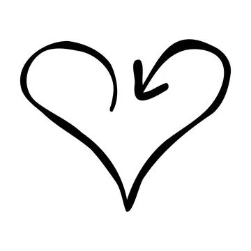 Heart arrow icon doodle element black white Stock Illustration