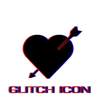Heart with arrow icon flat Stock Illustration