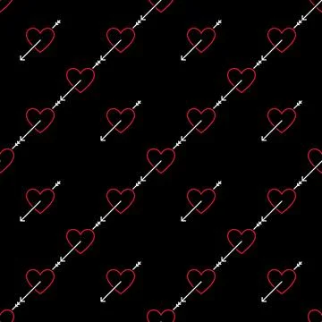 Heart with Arrow inside vector sympathy thin line seamless pattern Stock Illustration
