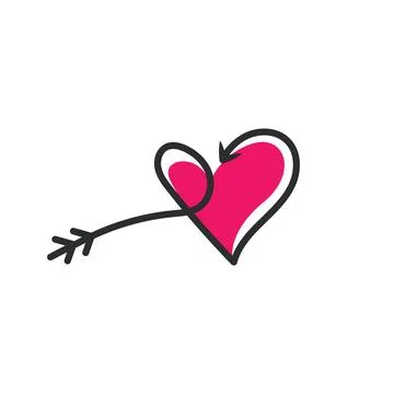 Heart arrow line icon vector concept design template Stock Illustration