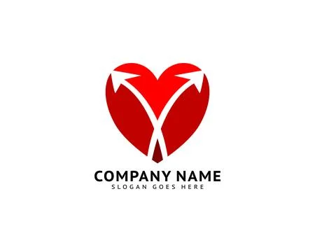 Heart with arrow logo design template Stock Illustration