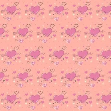 Heart, arrow, love, seamless pattern Stock Illustration