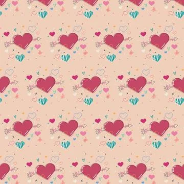 Heart, arrow, love, seamless pattern Stock Illustration