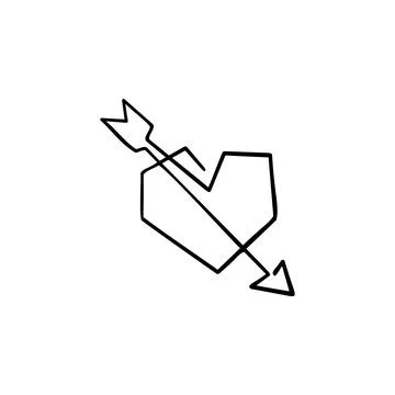 Heart, arrow one line vector illustration art hand draw . Stock Illustration