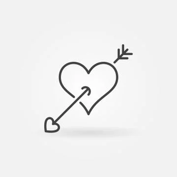Heart with Arrow outline icon. Vector Valentines Day symbol Stock Illustration
