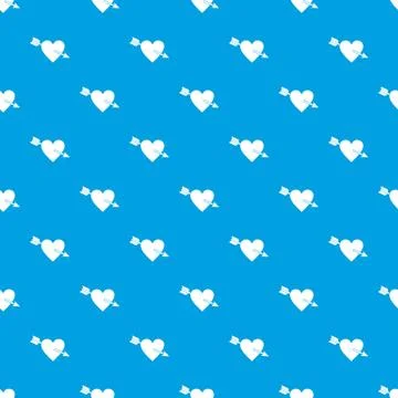 Heart with arrow pattern seamless blue イラスト素材