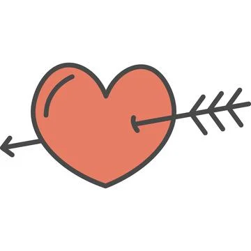 Heart with arrow romantic vector icon Stock Illustration
