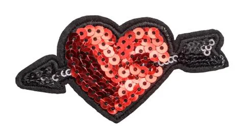 Heart with arrow sequin patch Stock Photos