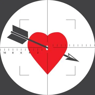 Heart with an arrow in the sight Illustrazione stock