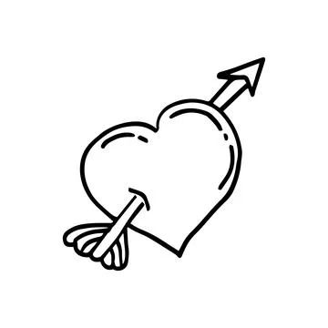 Heart with an arrow vector hand drawn vector illustration Stock Illustration