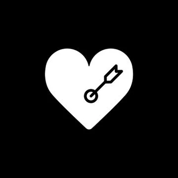 Heart with an arrow vector icon. Black and white love illustration. Solid linear Stock Illustration