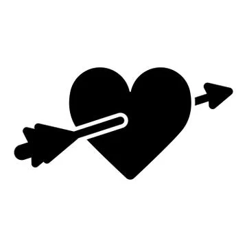 Heart with an arrow vector icon. Black and white love illustration. Solid linear Stock Illustration