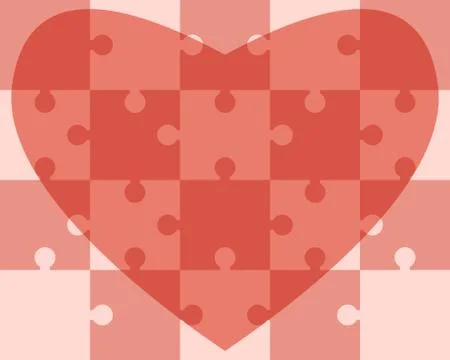Heart assembled of puzzles Stock Illustration