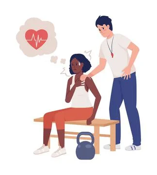 Heart attack after workout semi flat color vector characters Stock Illustration