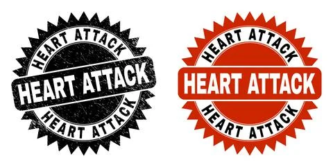 HEART ATTACK Black Rosette Stamp with Corroded Surface Illustrazione stock